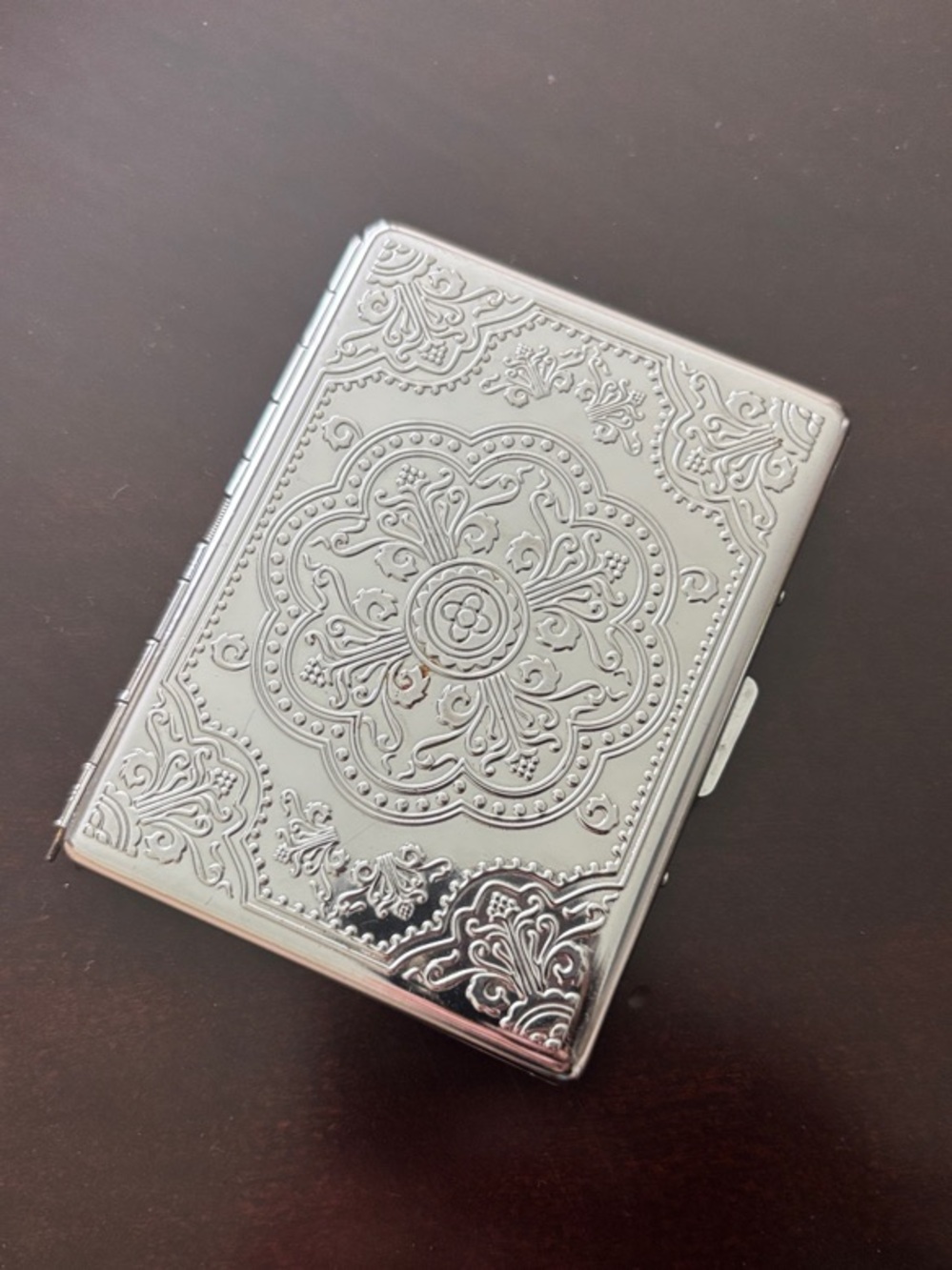 Ornate Silver Metal Card Case